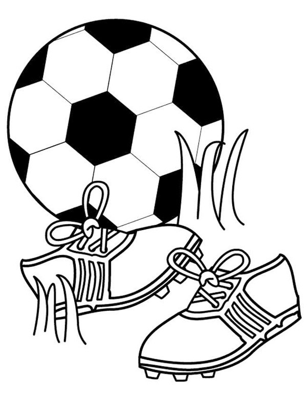 ballon et chaussures de football Coloriage