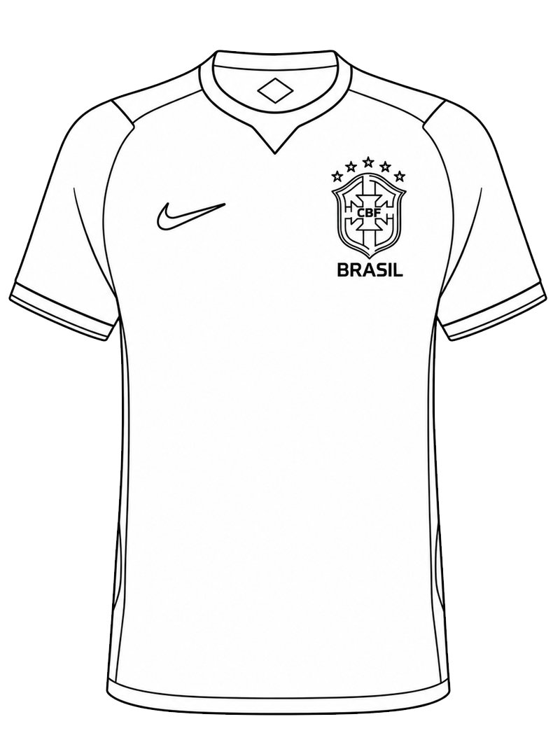 Maillot de Football du Brésil Coloriage Maillot de Football du Brésil Coloriage