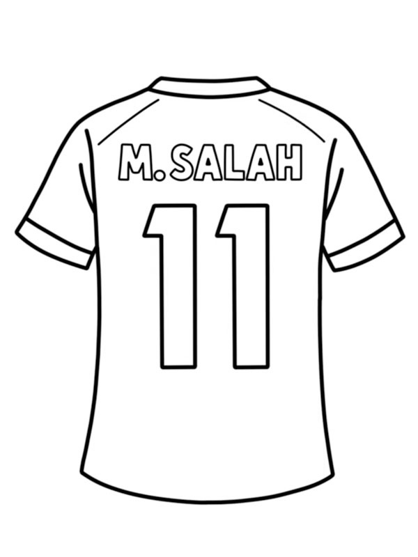 Maillot de foot Mohamed Salah Coloriage Maillot de foot Mohamed Salah Coloriage