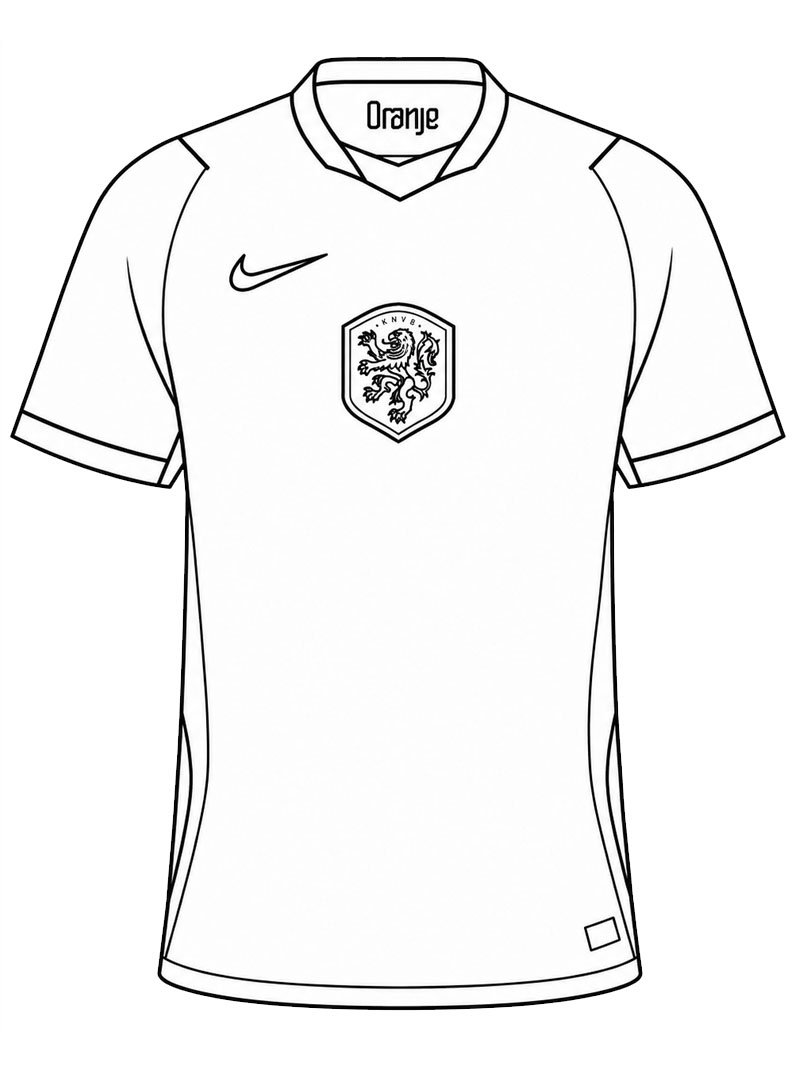 Maillot de football de l'équipe nationale des Pays-Bas Coloriage Maillot de football de l'équipe nationale des Pays-Bas Coloriage