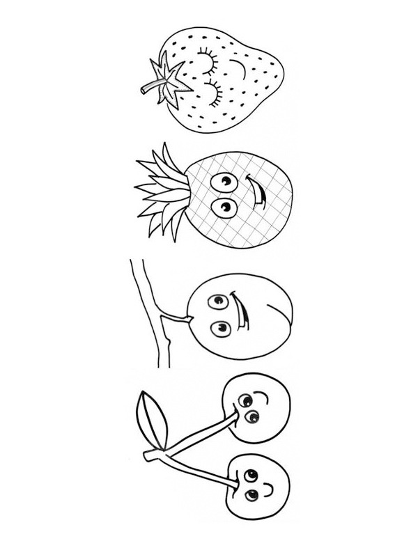 Fruits joyeux Coloriage Fruits joyeux Coloriage