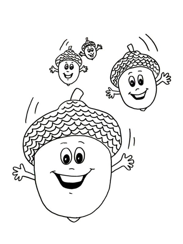 Glands heureux Coloriage Glands heureux Coloriage