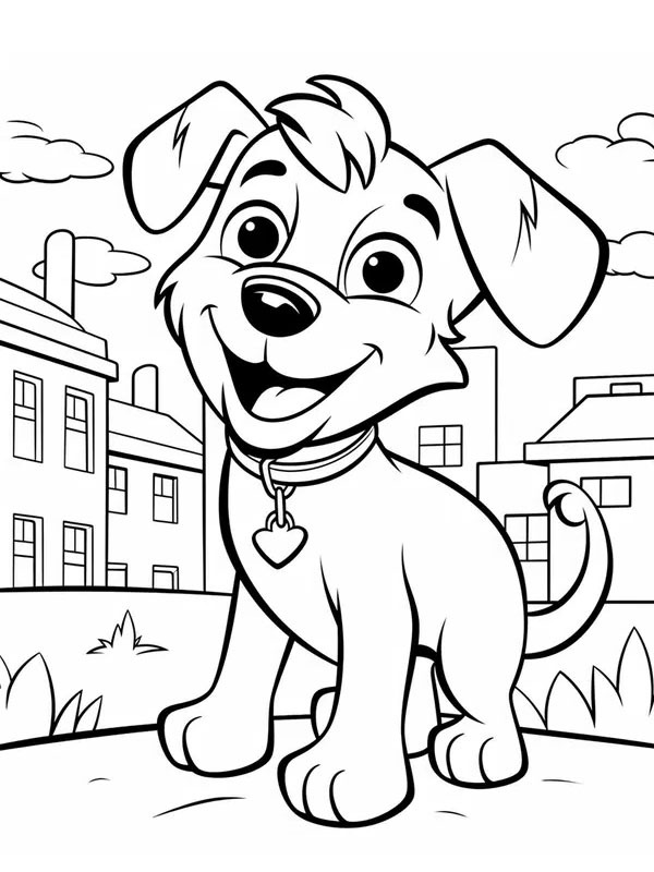 Chien joyeux Coloriage Chien joyeux Coloriage