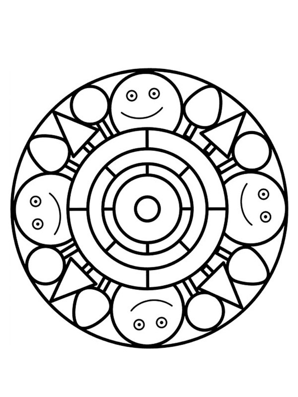 mandala joyeux Coloriage mandala joyeux Coloriage