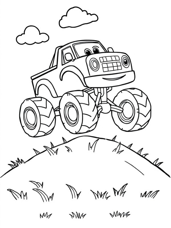 Monster truck joyeux Coloriage Monster truck joyeux Coloriage