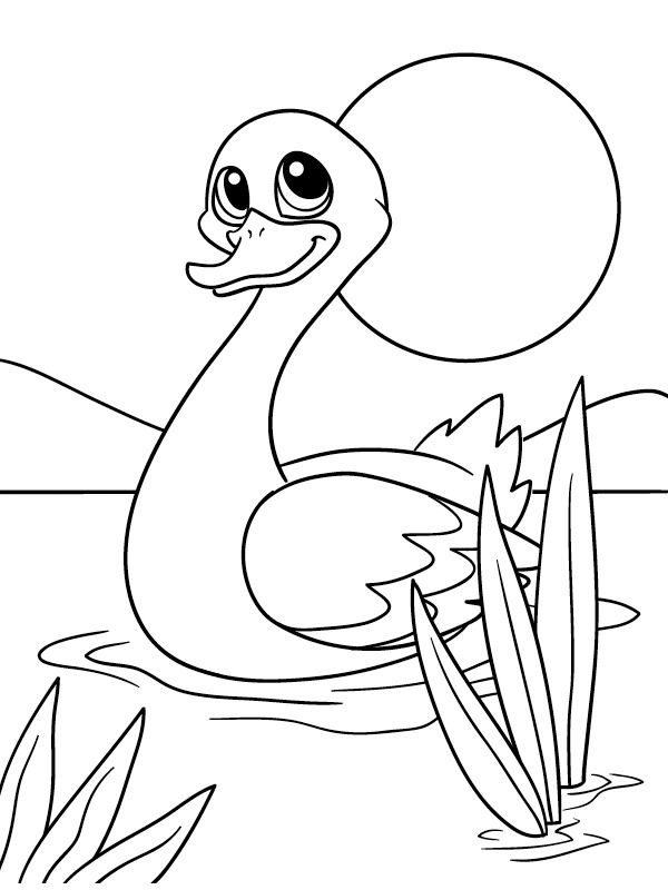 Cygne joyeux Coloriage Cygne joyeux Coloriage