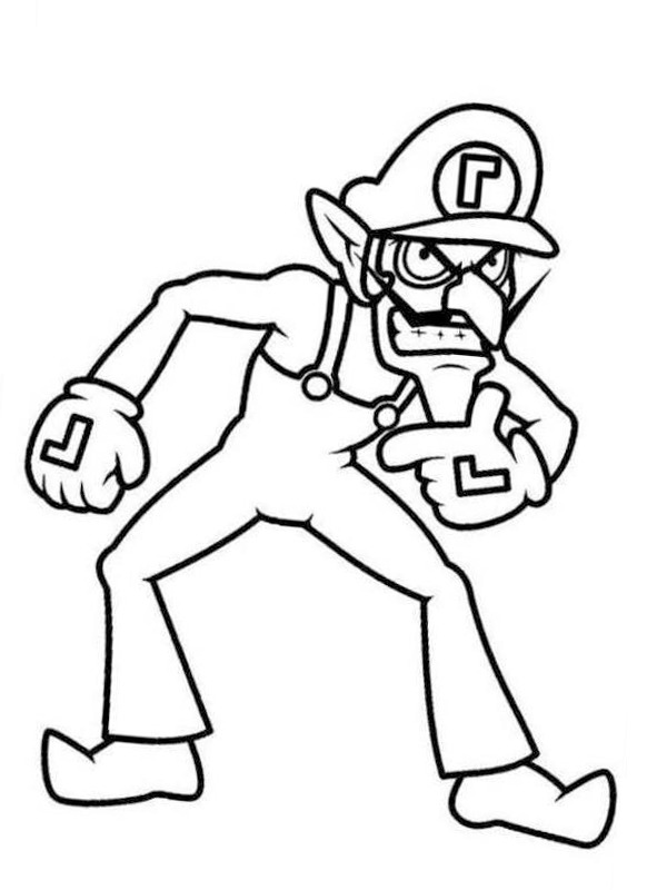 Waluigi Coloriage Waluigi Coloriage