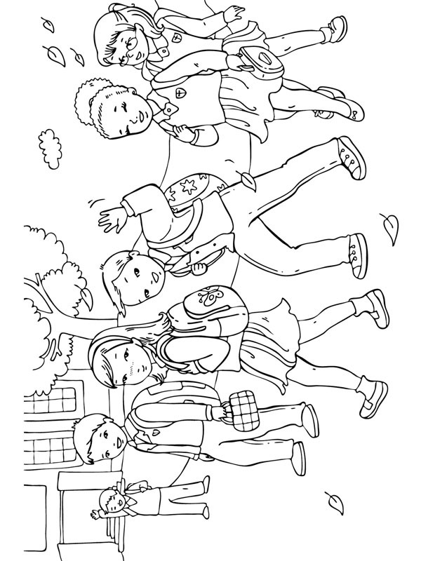 aller à pied à l'école Coloriage aller à pied à l'école Coloriage