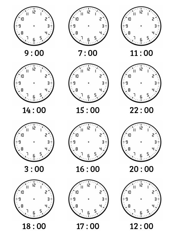 Fiche d&rsquo;activit&eacute; Lire heures pleines Coloriage