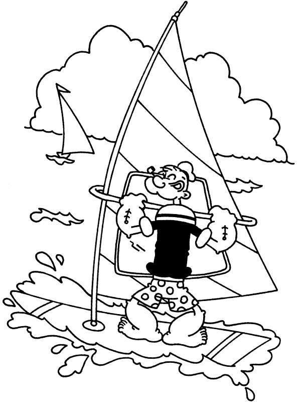 Planche à voile Popeye Coloriage Planche à voile Popeye Coloriage