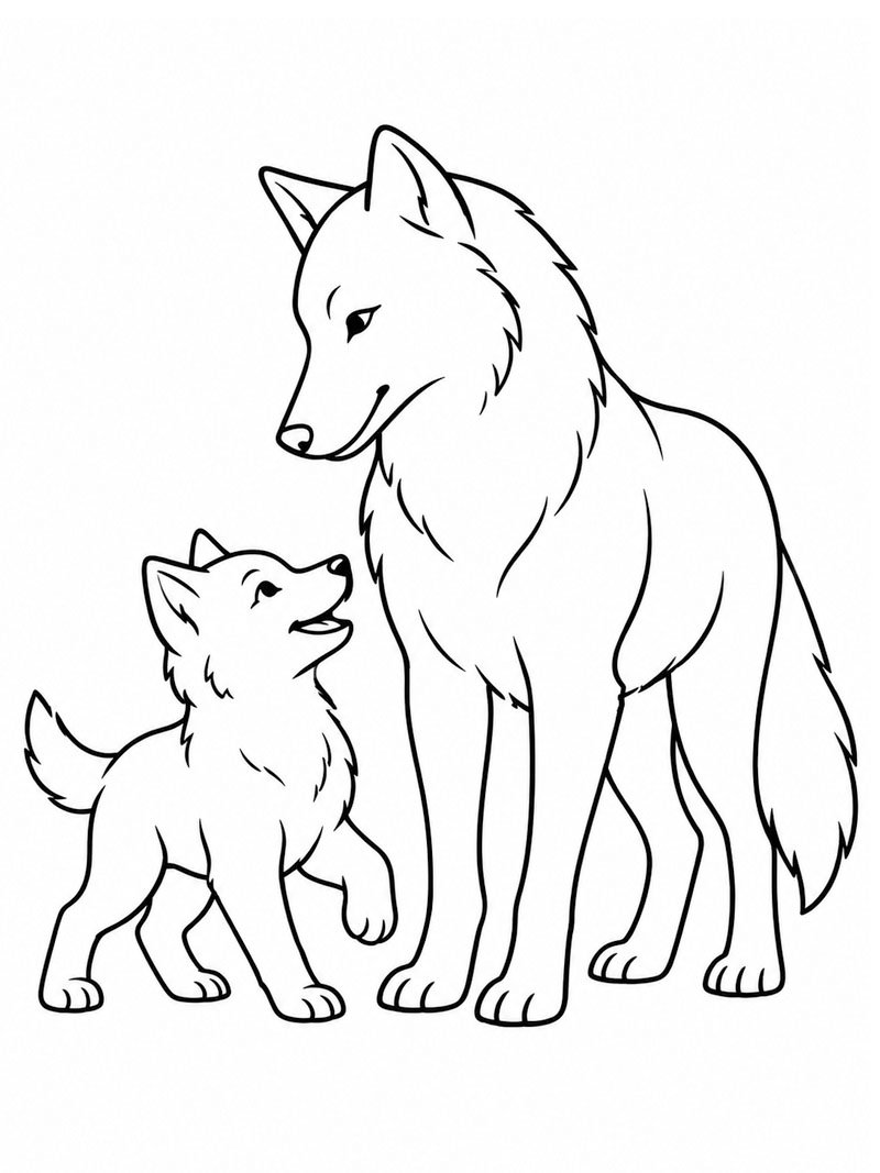 Loup et petit Coloriage Loup et petit Coloriage