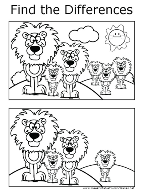 repérez les différences : lion Coloriage